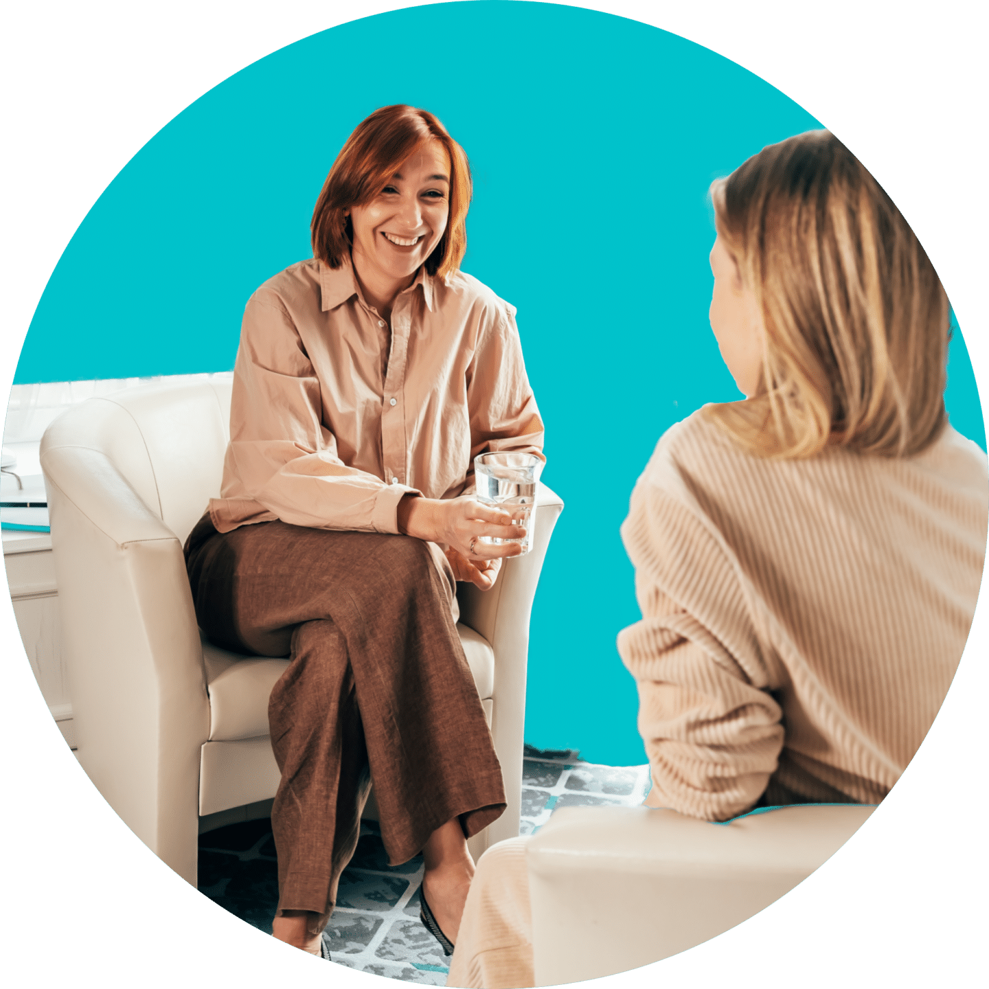 woman in therapy smiling