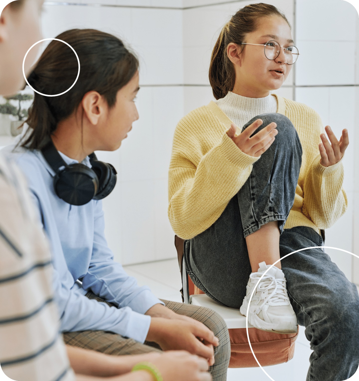 group of teens talking